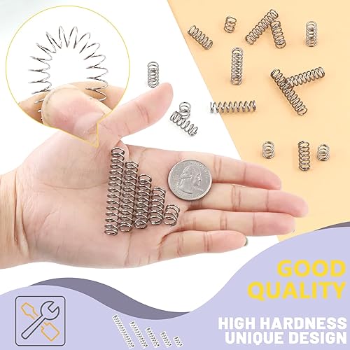 Miniatura 6 de Swpeet Kit surtido de 150 resortes de compresión de 5 tamaños, mini resortes de extensión de acero inoxidable para reparaciones en tiendas
