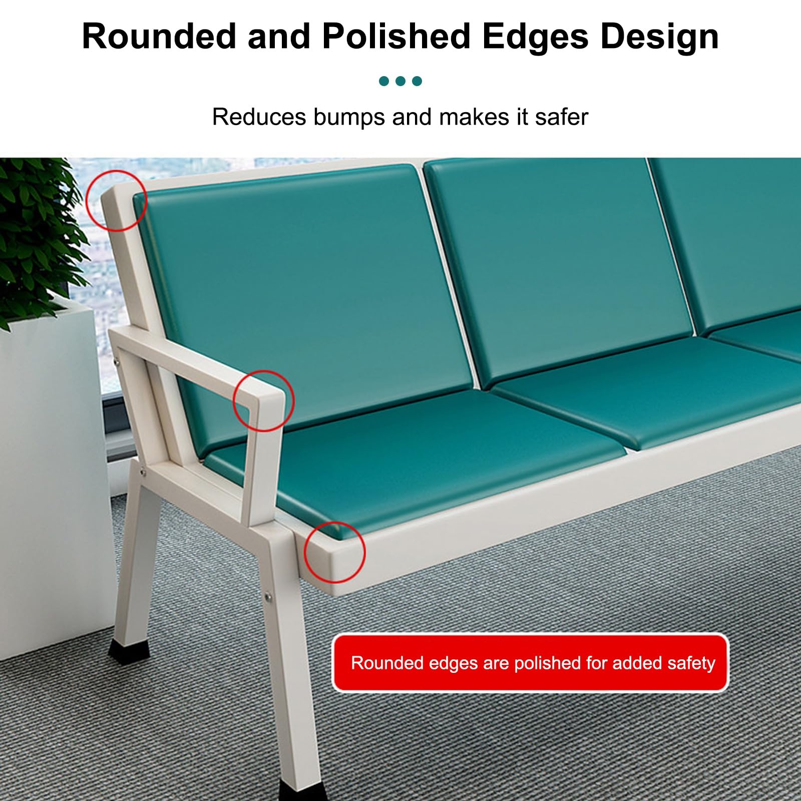 Silla de Espera Resistente, Banco para Oficinas con Respaldo Ajustable y Estructura de Acero, Ideal para Aeropuertos, Estaciones, Oficinas, Hospitales y Mucho Más(Black)