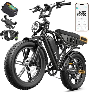 TST Electric Bike for Adults 1500W Peak 20" Fat Tire All-Terrain E-Bike 60/130 Miles Electric Dirt Bike - 48V 15/30AH Battery Electric Bicycle