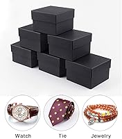 Vista 4 de Dedoot - Caja de regalo negra, paquete de 6 cajas de regalo cuadradas con tapas, 4.13 x 4.13 x 2.87 pulgadas, caja de regalo de papel kraft