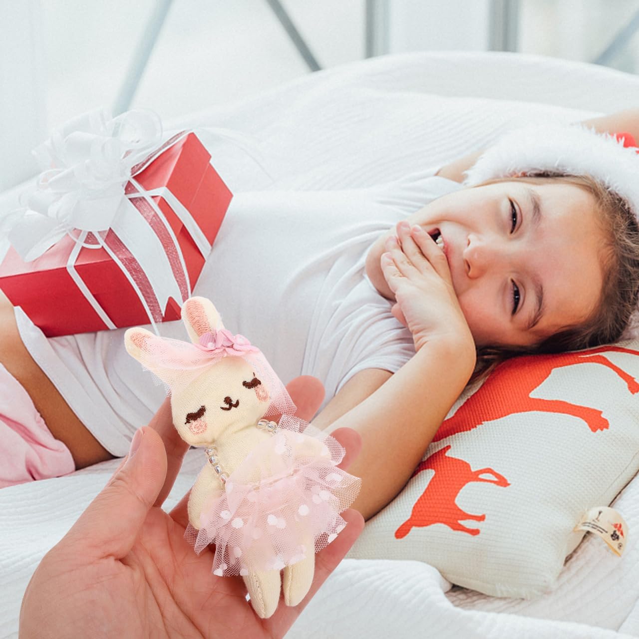 SAFIGLE 6pcs Small Stuffed Bunnies: Mini Plush Easter Bunny Animals, Rabbit Doll in Gingham Dress - Soft Plush Rabbit Dolls for Kids, Perfect for Easter Gifts, Playtime and Decoration (Pack of 2)