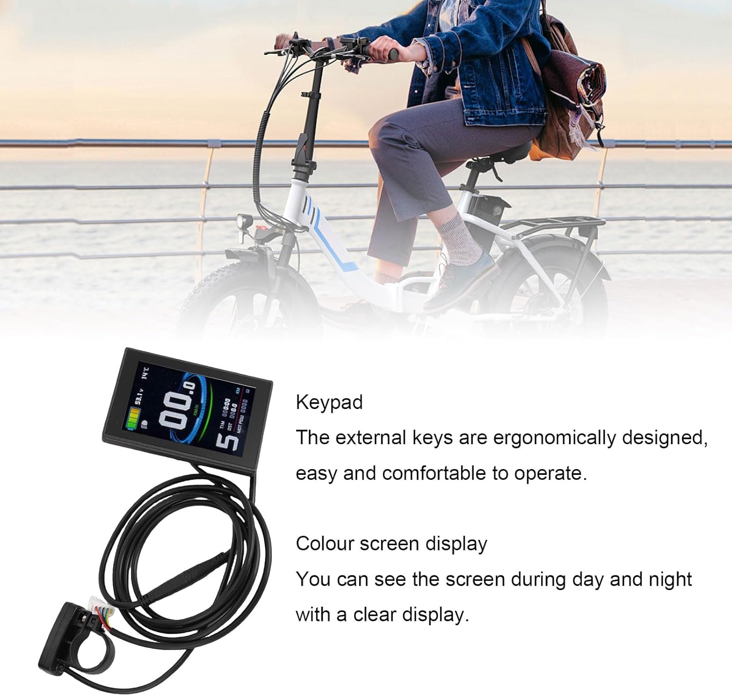 Universal E Scooter LCD Display, ABS Material with Speedometer Odometer Battery Indicator for Electric Scooter and E Bike