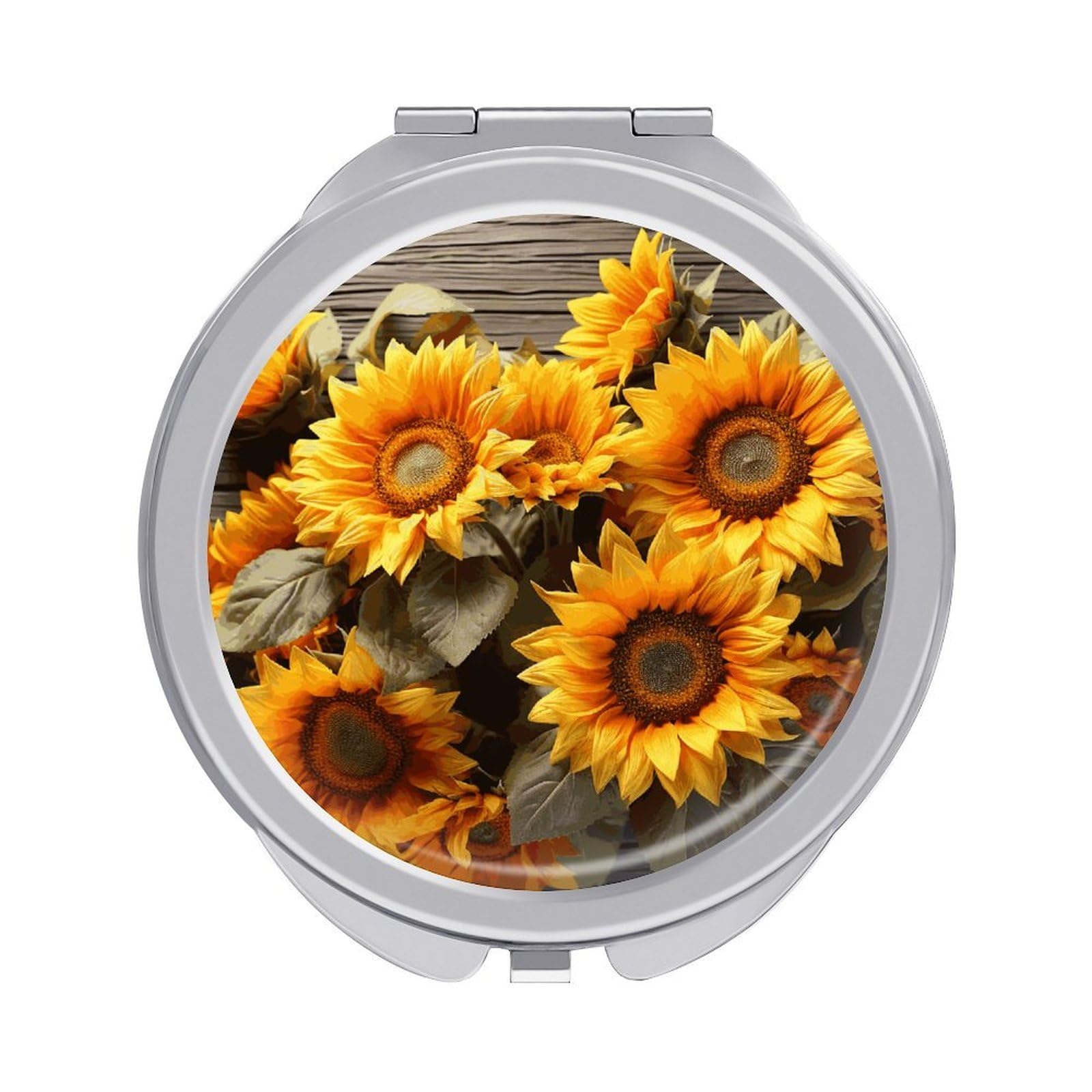 FekiLoot Plants Theme Sunflower Travel Makeup Mirror 2 X /1 X Magnifying Slim Pocket Mirrors Compact for Purse Travel Makeup Mirrors for Pocket, Handbag, Purse Women Gift