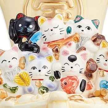 Amazon.co.jp: エールネット(Ale-net) 七福猫 宝船 クリーム色