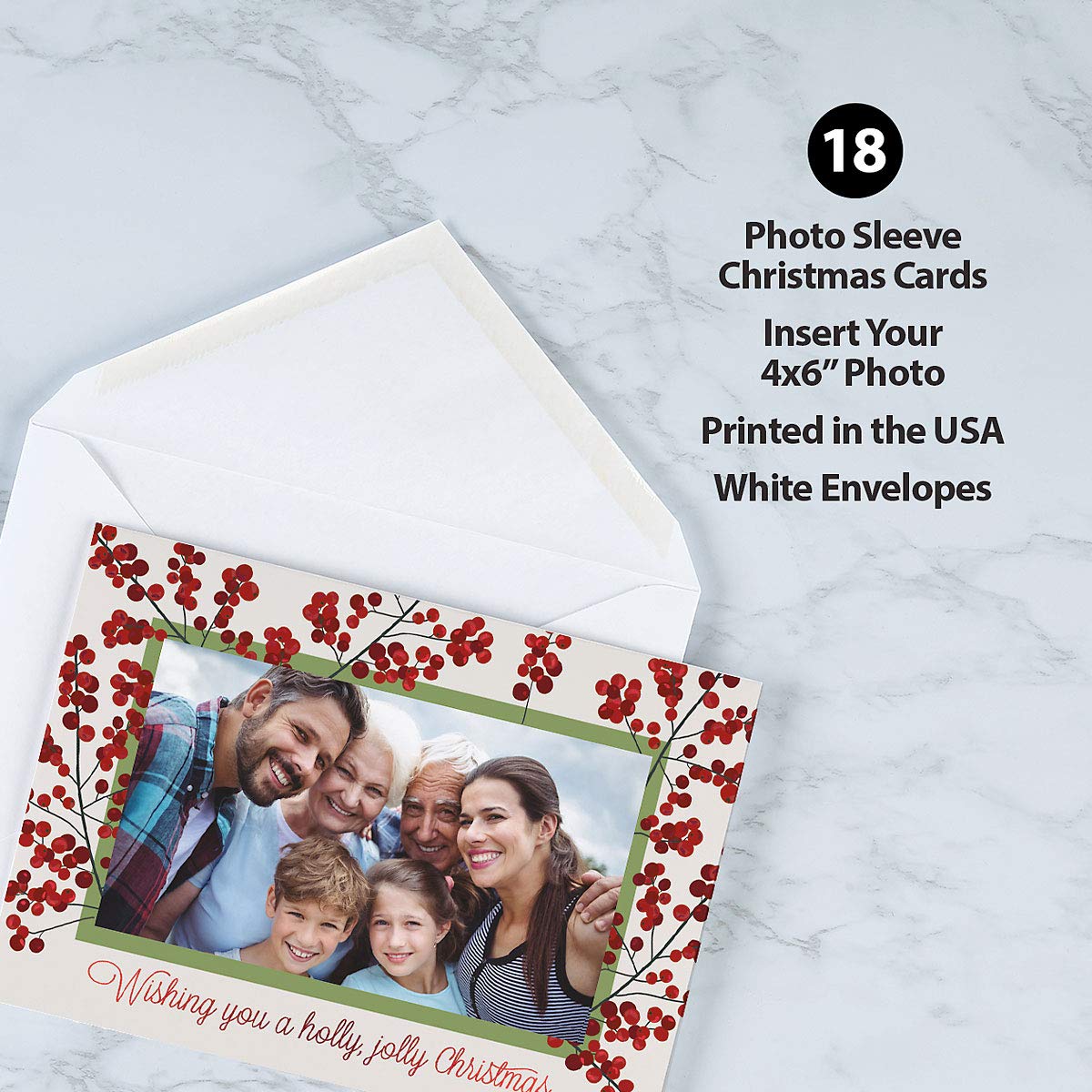 Amazon.com: Current Deluxe Holly Jolly Photo Frame Christmas Cards with  Envelopes