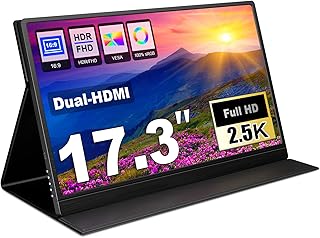 Feiasia 2.5K Portable Monitor 17.3 Inch 2560x1440 100% Adobe sRGB IPS HDR USB-C Second Laptop Monitor HDMI Computer Display Gaming Monitor Travel Monitor for Laptop PC Mac Phone PS4 Xbox Switch