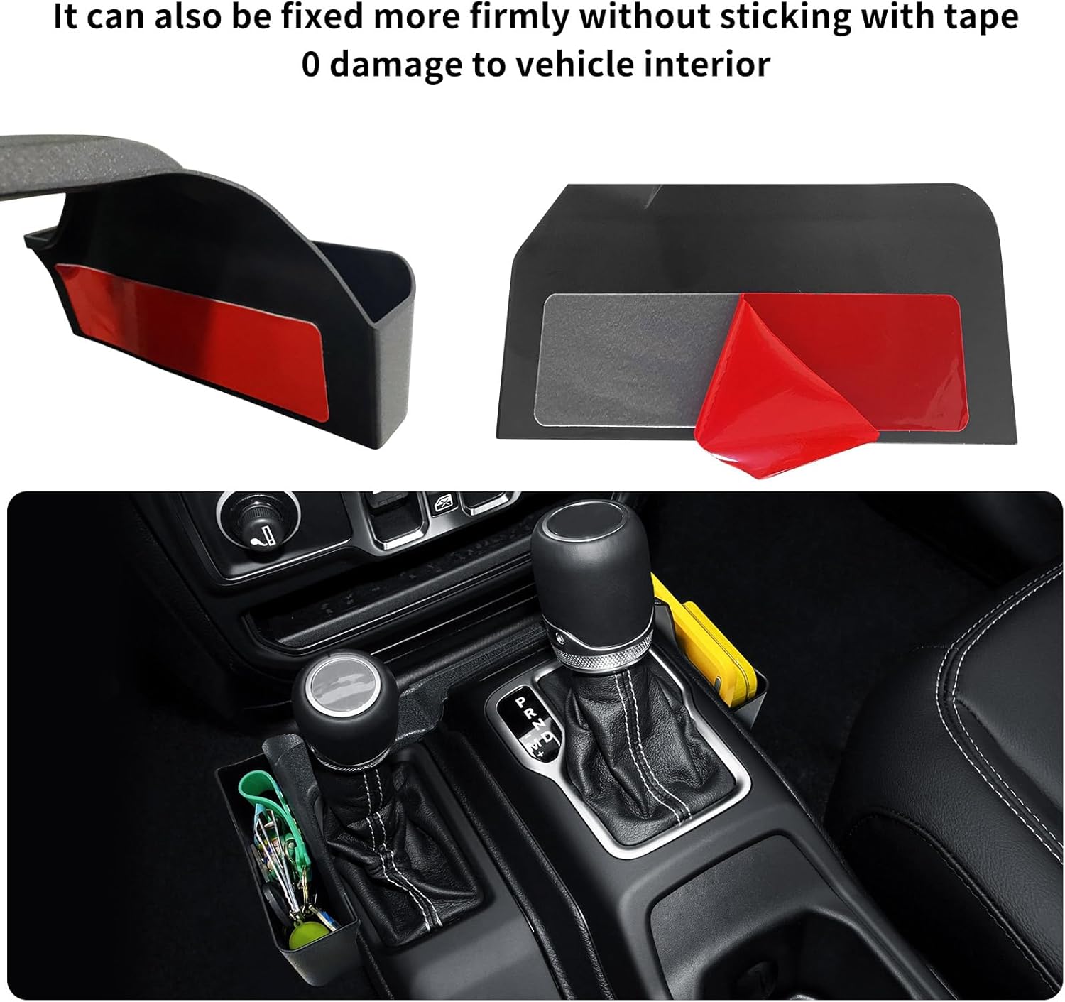 2025 2024 2023 2022-2018 3 Pcs Center Console Organizer for Jeep Wrangler JL JLU Accessories & Jeep Gladiator JT Accessories &Rubicon Sahara Gear Shift Side Tray Organizer Hanging Armrest Storage Box