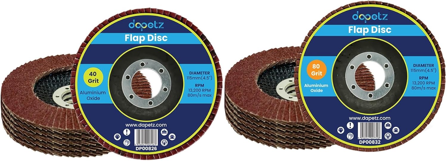 Dapetz 10 X Flap Sanding Discs 115mm 40 80 Grit Aluminium Oxide 4.5" Angle Grinder Mix