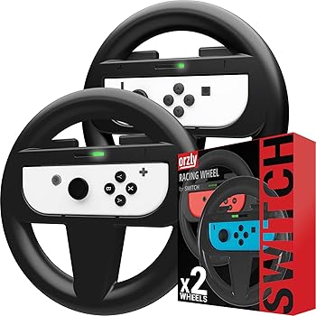 Orzly Steering Wheels for Nintendo Switch & OLED Joy-Cons, Black