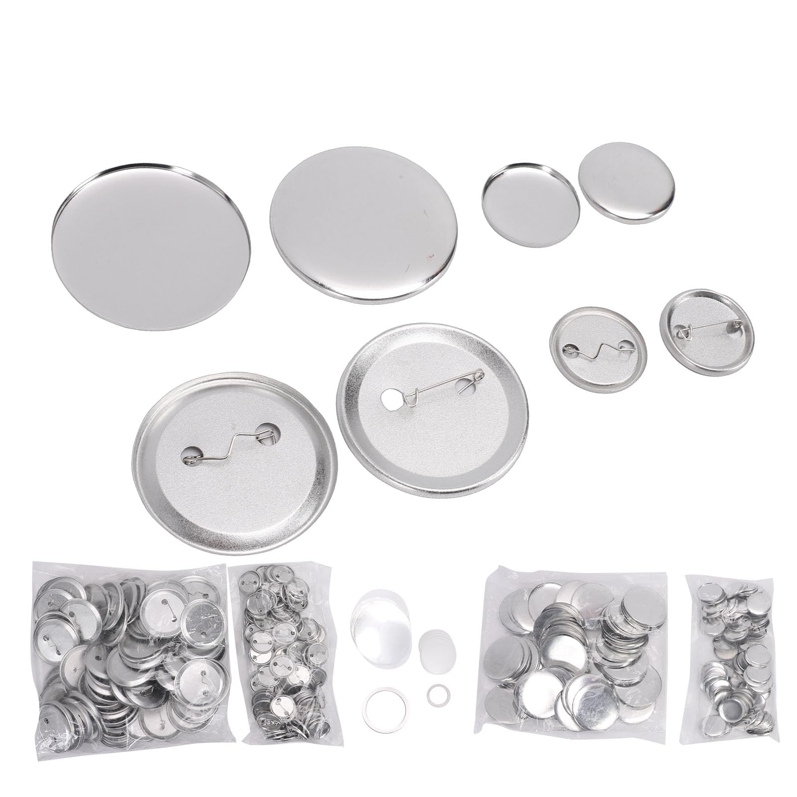 SEAFRONT Creatore di Bottoni Kit di Bottoni Metallici Vuoti Parti di Badge in Lega di Alluminio da 2,28 Pollici e 1,26 Pollici 200 Set 2 Dimensioni per Eventi Scolastici Artigianato Creazione di