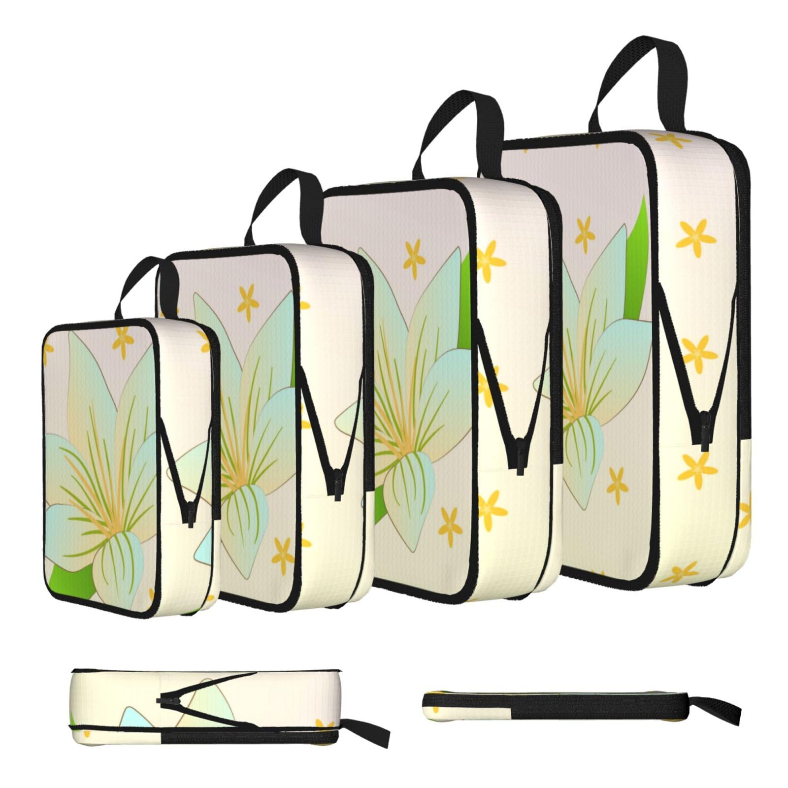 Sxzvvbn Black Blooming Daffodils Compression Packing Cubes 4 Piece Set