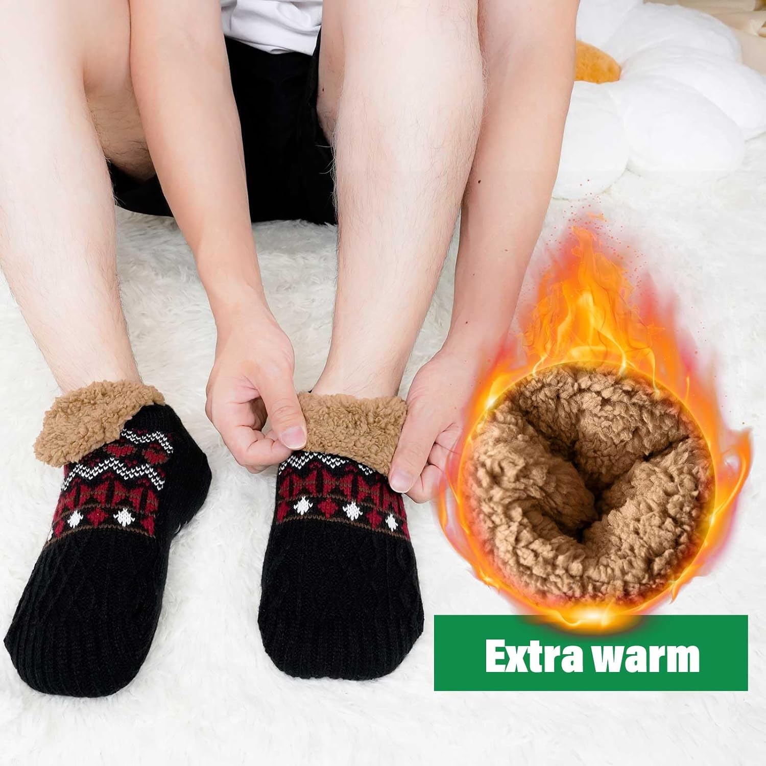 ZAKASA Fuzzy Slipper Socks for Men Women Winter Warm Fluffy Cozy Thick Fleece Lined Comfy Non Slip Cabin House Socks Indoor - Image 2