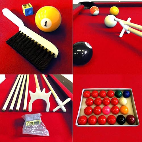 Miniatura 4 de 8' Feet Billiard Pool Table Full Set Accessories Vintage Red 8 with Benches