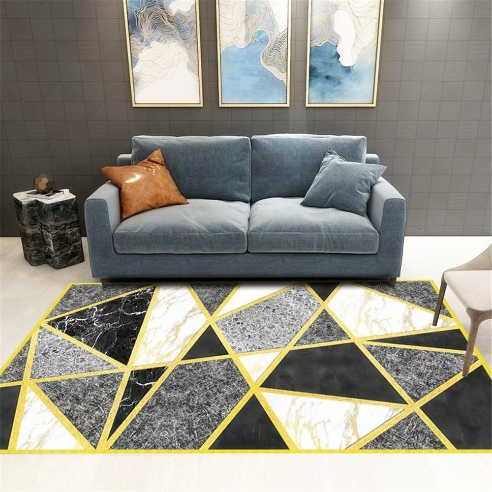 Tapis géométrique marbre lavable pour chambre enfant fille durable