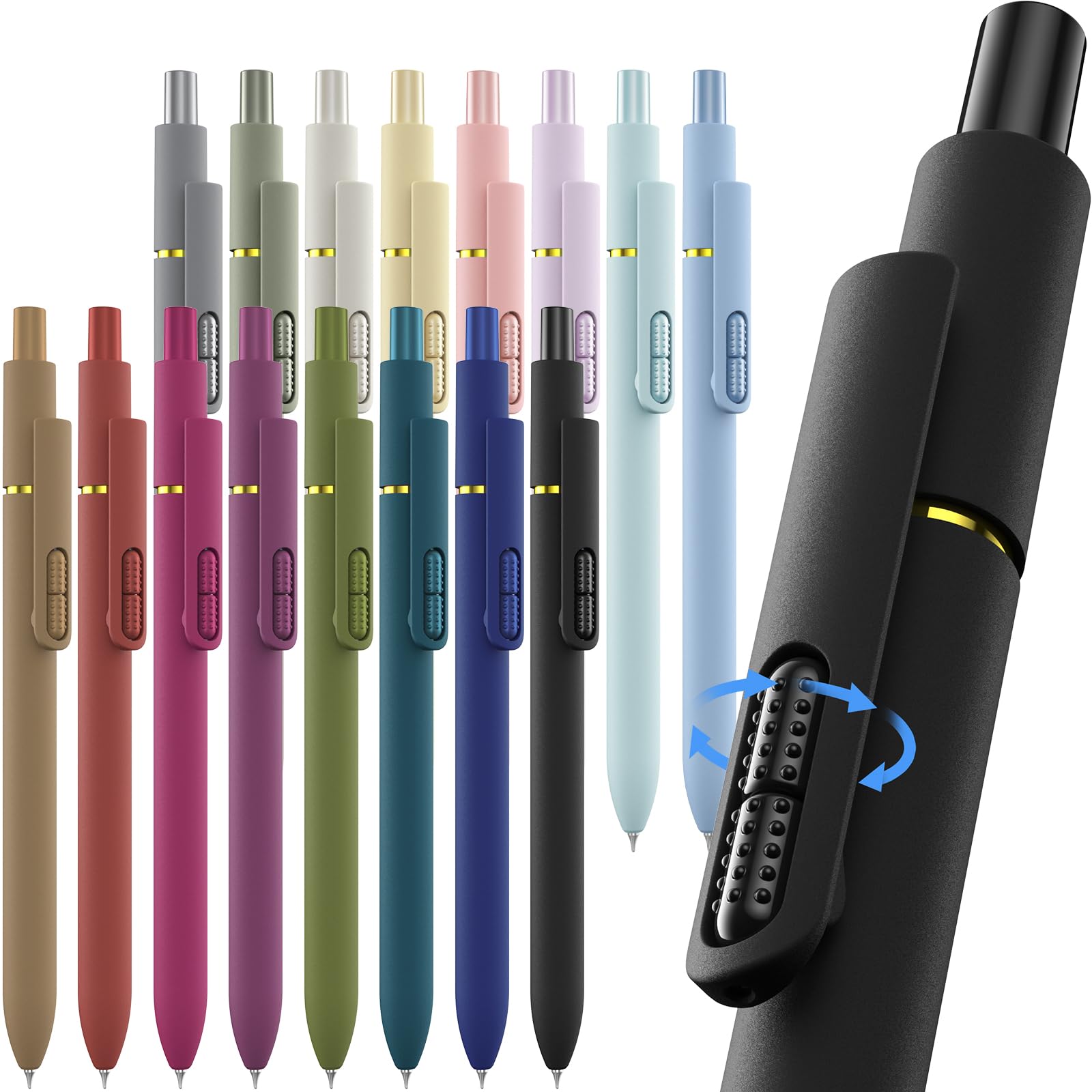 JIMMIDDA 16 Pack Colorful Gel Pens, 0.7mm Colored Ink Quick-Drying No Bleed