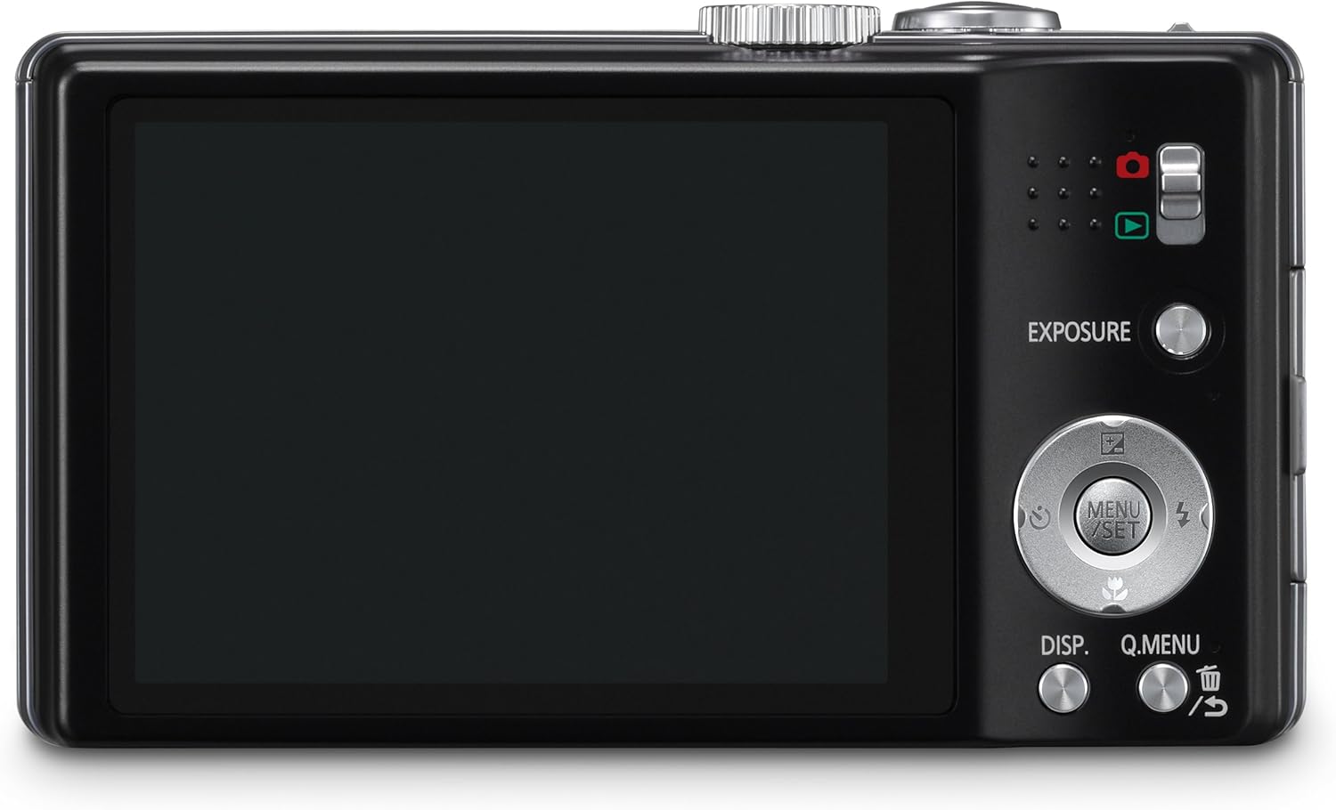 Paş view of the Panasonic DMC-ZS9 camera, showing the LCD screen and control buttons.