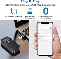 Vista 7 de Escáner de código de barras Bluetooth portátil 1D USB Lector de códigos de barras 3 en 1 Bluetooth y USB con cable y lector de código de barras
