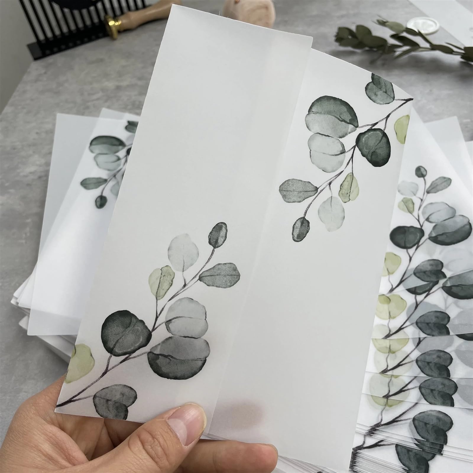 CSSHNL Carta Pergamena Involucro di Pergamena di eucalipto Adatto for Un invito a Nozze 5 x 7 per Biglietti di Auguri, Decorazioni(50pcs)