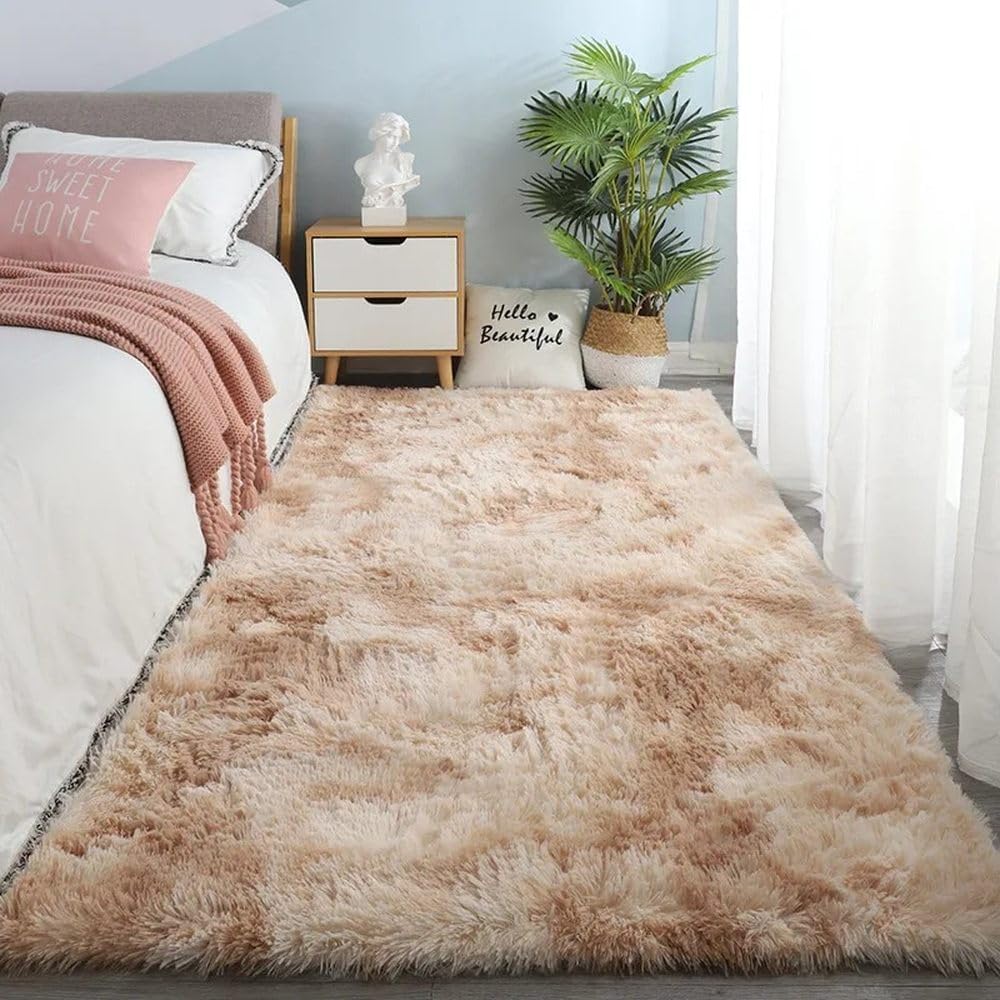 Gray Carpet for Living Room Plush Rug Bed Room Floor Fluffy Mats Home Decor Rugs Soft Velvet Carpets,Camel Gradient,60x160cm