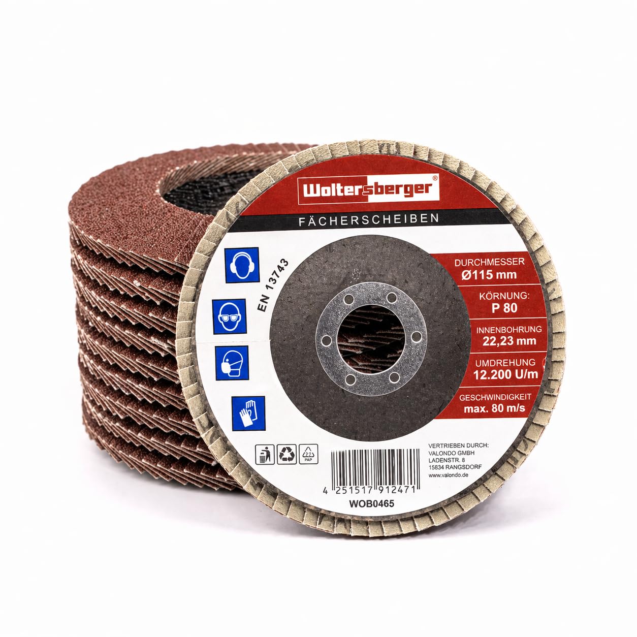 Woltersberger® tarcze listkowe | Ø 115mm | ziarno 60 | 10 sztuk | Brązowy do metalu i drewna tarcze listkowe do szlifowania mopów tarcze listkowe do szlifowania