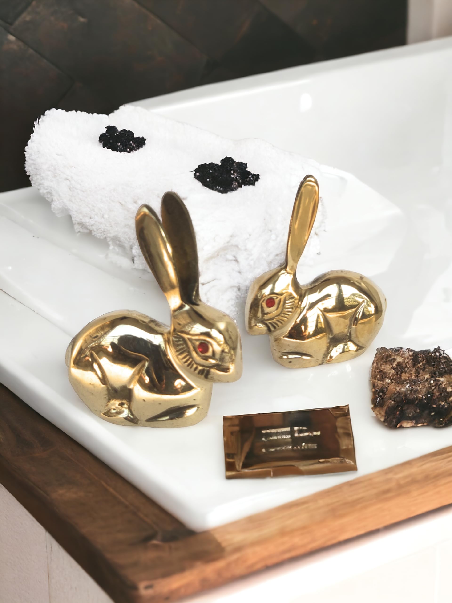 Presents Pure Brass Rabbit Pair Vastu Accessory Crafted to Symbolize Fertility Harmony and Prosperity Weight 320 Gram Approx-(Small)-image-1