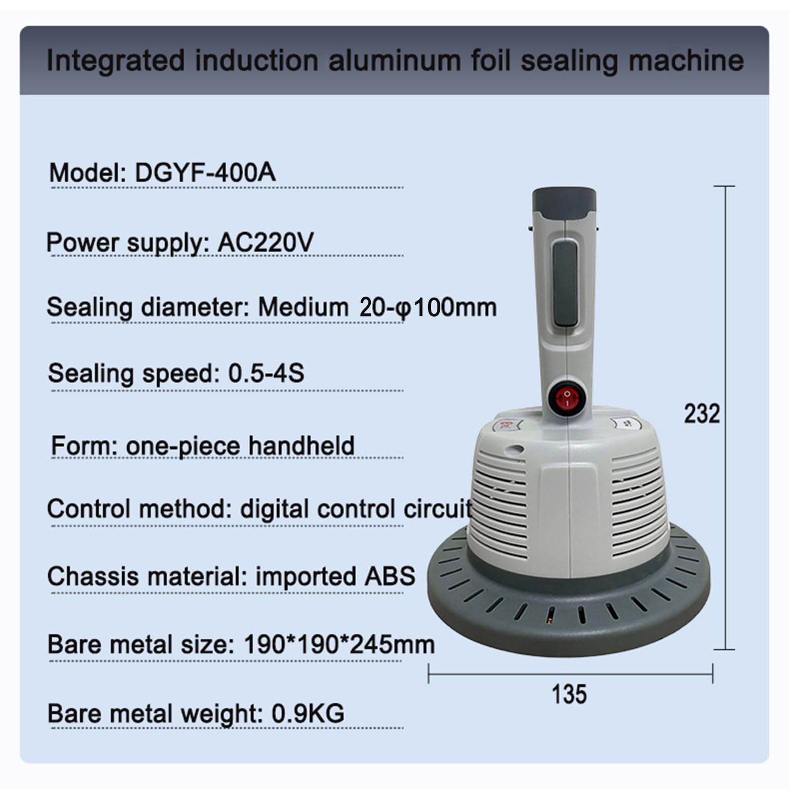 Sellador de inducción electromagnético, sellador térmico ajustable de aluminio para botellas de plástico y vidrio, máquina de sellado de tapas