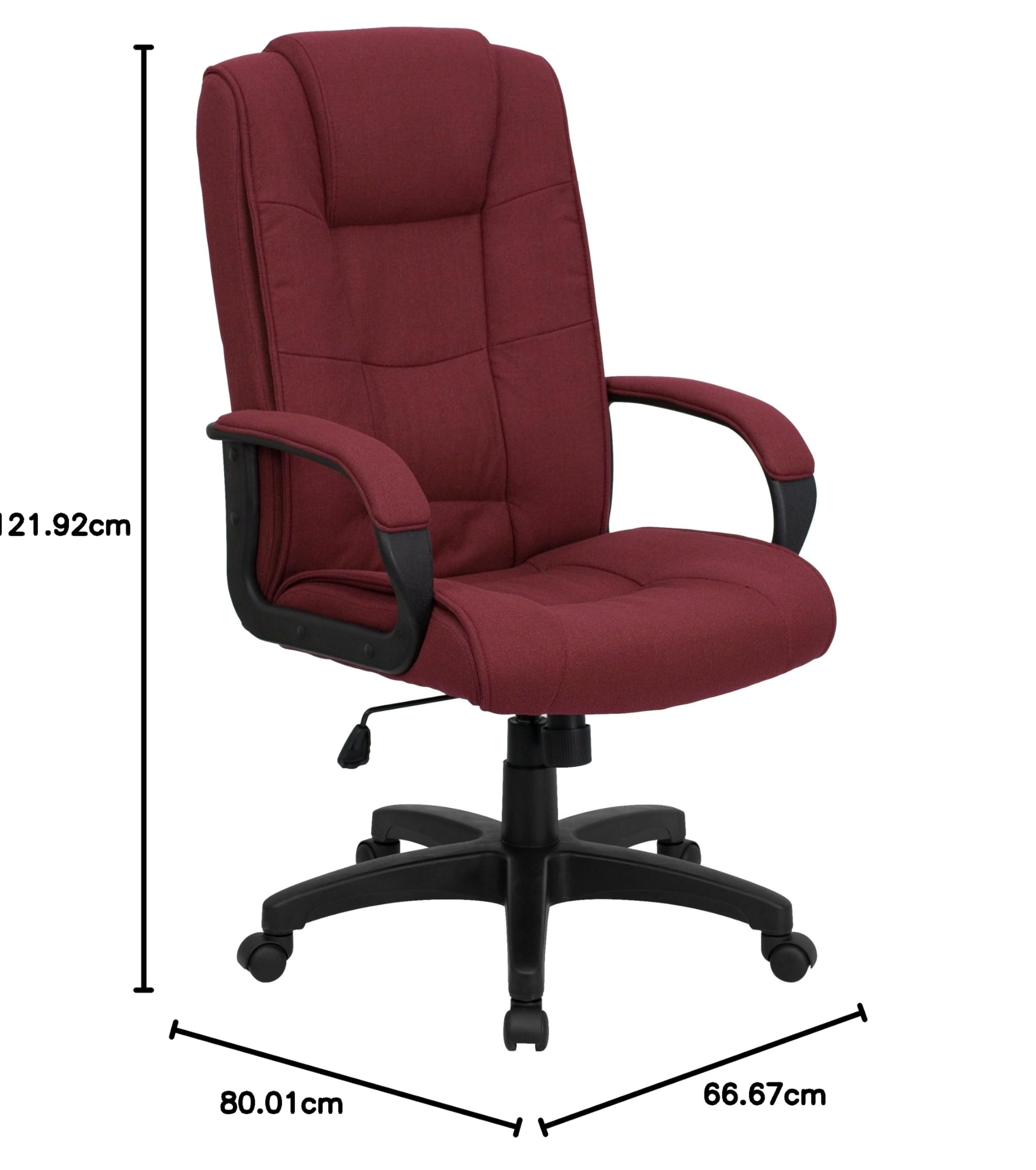 Flash Furniture Chaise de Bureau pivotante exécutive Jessica à Dossier Haut en Tissu Bordeaux avec accoudoirs