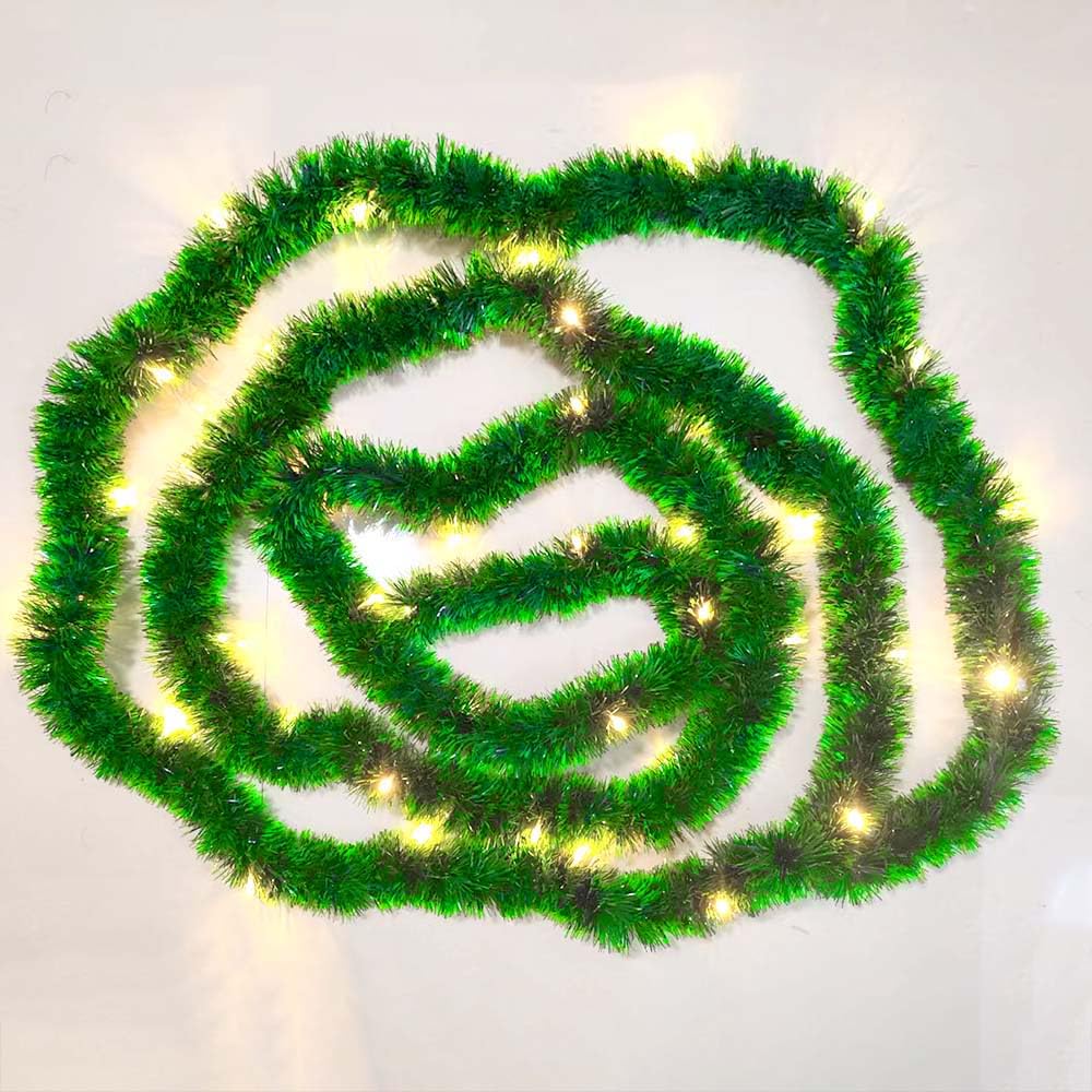 Guirlande pré-éclairée Noël 6 mètres avec 40 LED à piles pour grand escalier