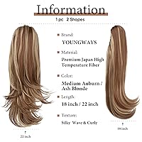 Vista 3 de Extensión de cola de caballo con clip, de 18 pulgadas, con cordón, extensiones de cabello para mujer, cola de caballo larga y recta, cola de caballo