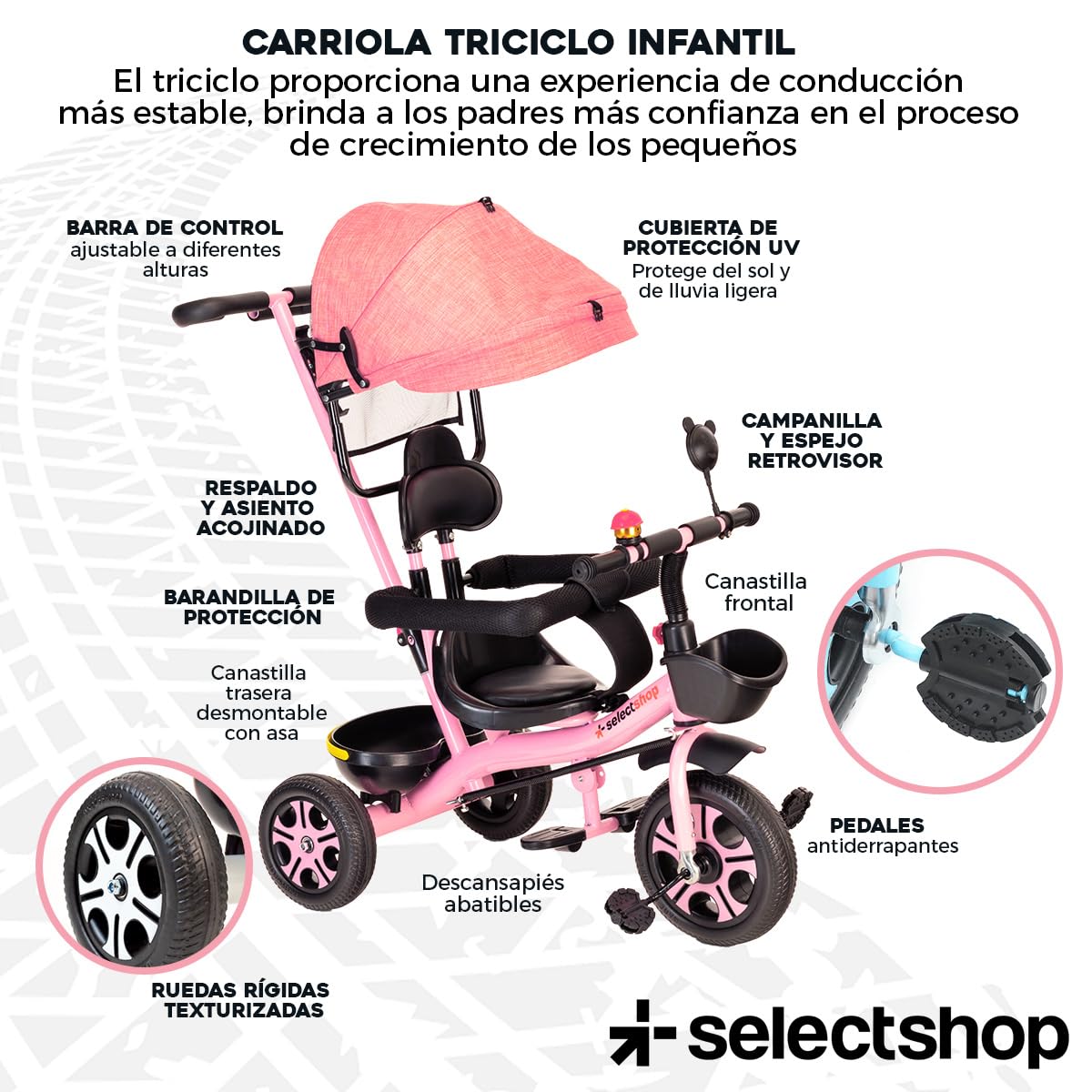 Triciclo Para Niños A Años SELECTSHOP Triciclo Para Bebu00e9