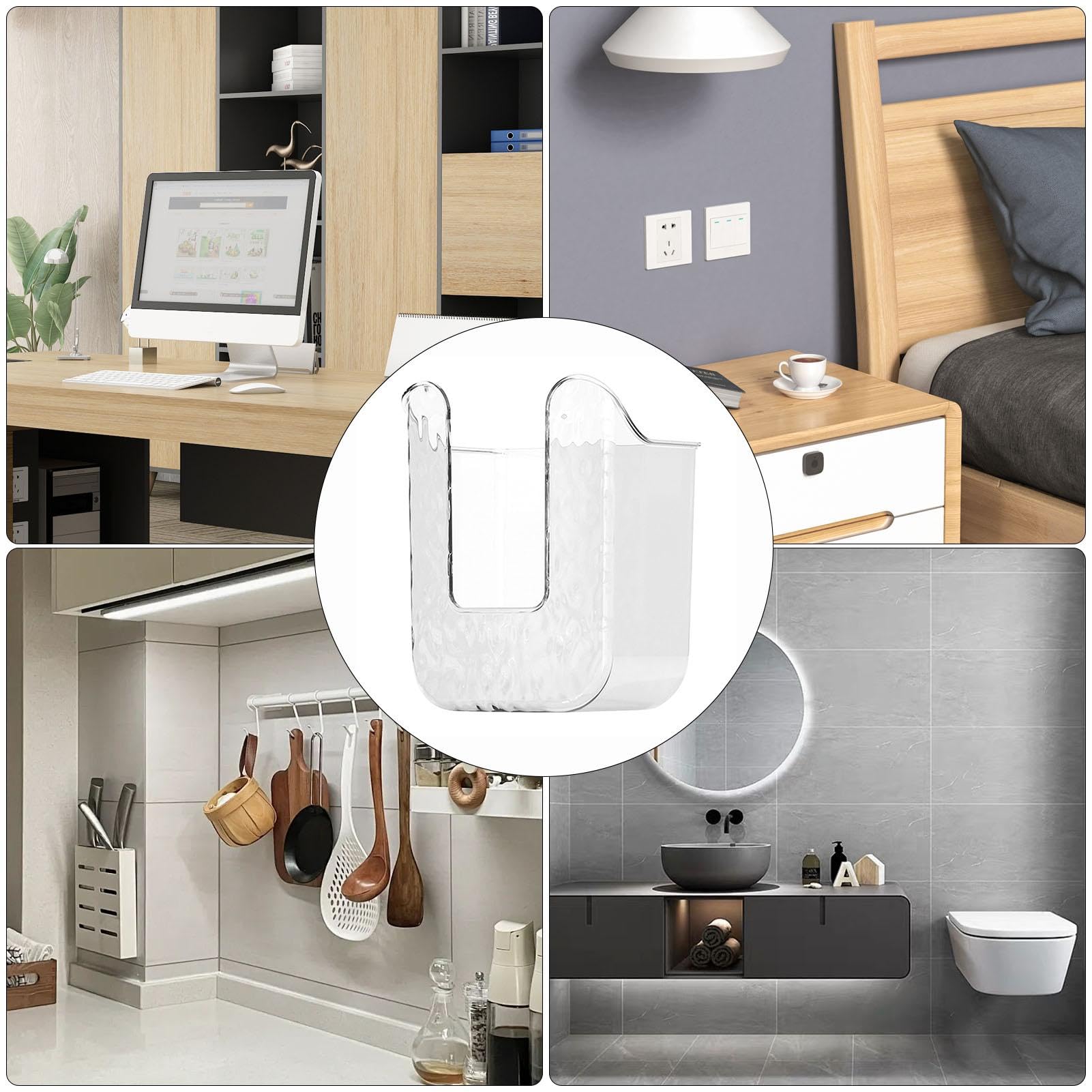 Wandmontierte Gewebebox - Selbstklebend, 12x8x19cm, Grau, ABS