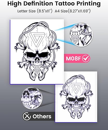 Miniatura 6 de Phomemo M08F - Impresora inalámbrica de plantillas de tatuaje, máquina térmica compatible con papel de transferencia de 8.5 x 11 pulgadas, con