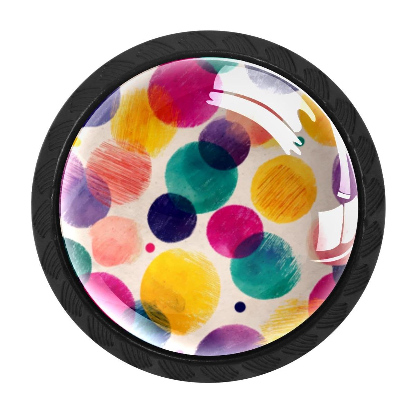 Chenzzzz Multicolored 01 4 Pack Black Fun Colorful Spots (14) Kitchen Handles, Cabinet Pulls Hardware For Cupboard Drawer Knobs Dresser Pulls