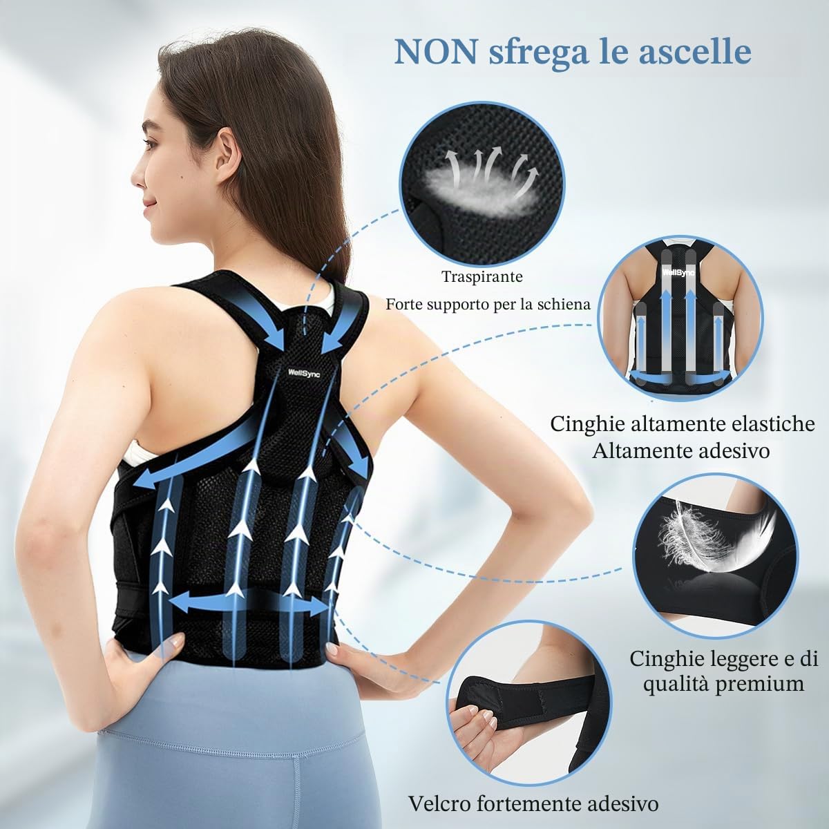 Correttore Posturale Spalle Schiena, Busto Correttore Posturale per Donne Uomini Regolabile Fascia Posturale Spalle e Schiena Invisibile Sotto i Vestiti Schiena Dritta Alleviare Collo Spalle