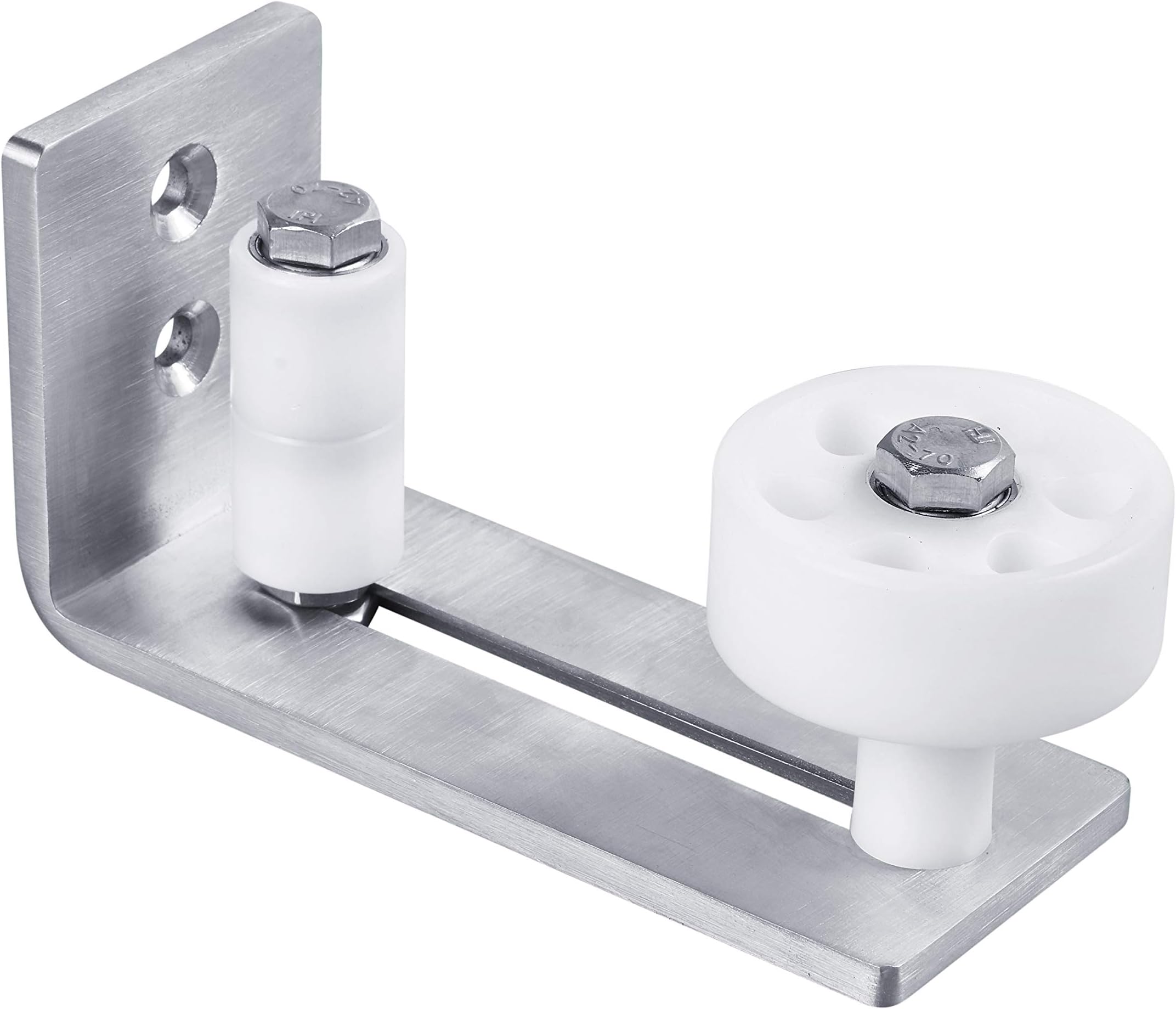 FaithLand Barn Door Floor Guide, Stainless Steel Adjustable Wall Mount Stay Roller Guide- Non-Scratch Wheels with Ball Bearing- Flush with Floor- 8 Setup Options- 2 Pairs of Screws