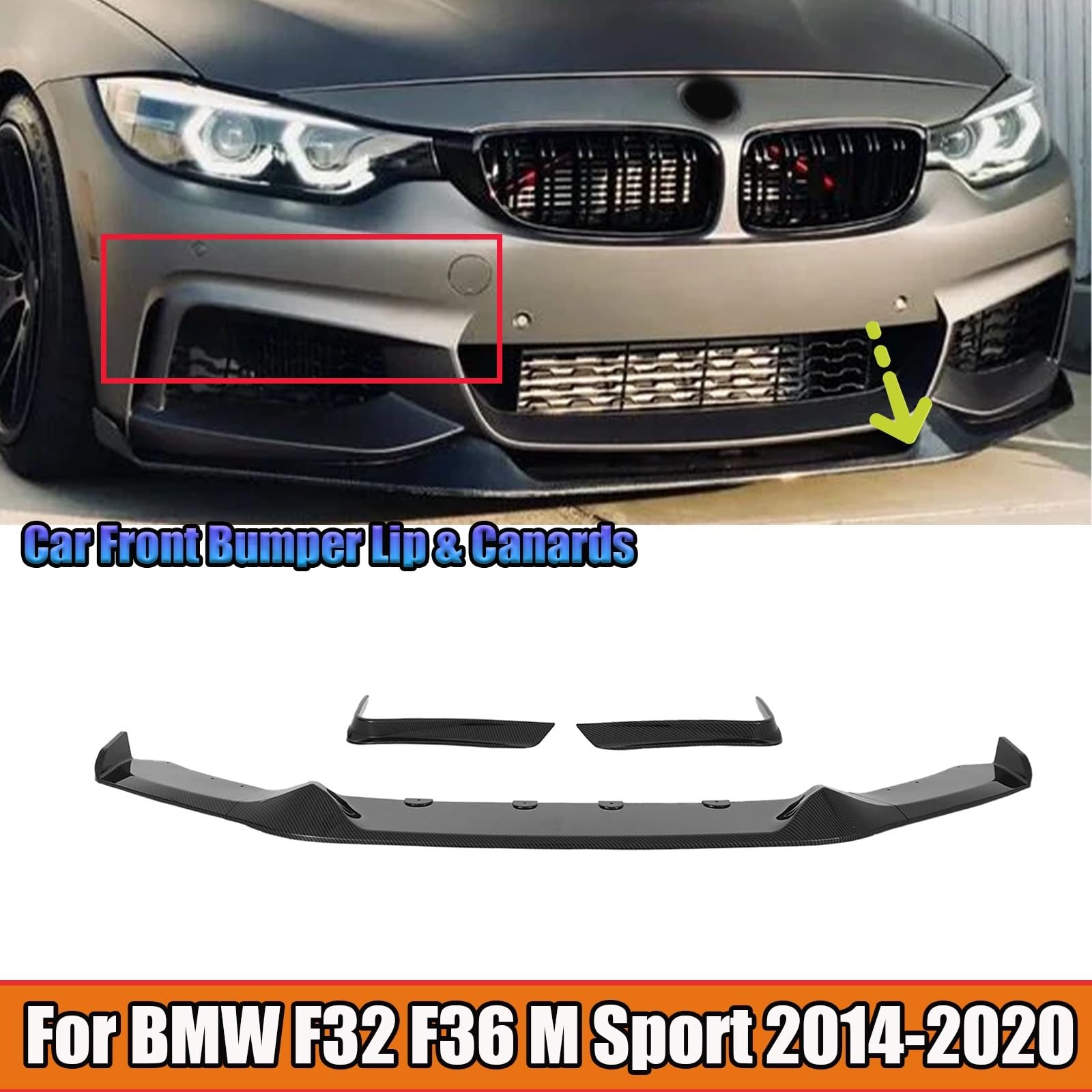 Uniwersalny spoiler Do BMW F32 F33 F36 4 Series M Sport | 2014-2020 Włókno węglowe Przedni Dokładka przedniego zderzaka