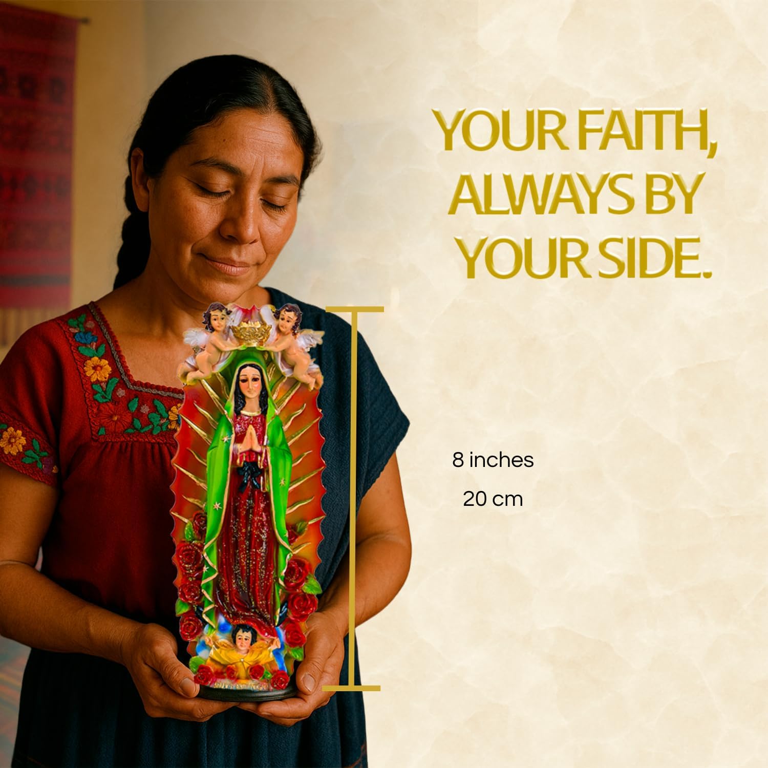 Nuestra Fe Virgin Mary Statue - Virgen de Guadalupe Statues - Blessed Mother Statues - Mary Statue Catholic - Our Lady of Guadalupe - Virgen Maria - Image 5