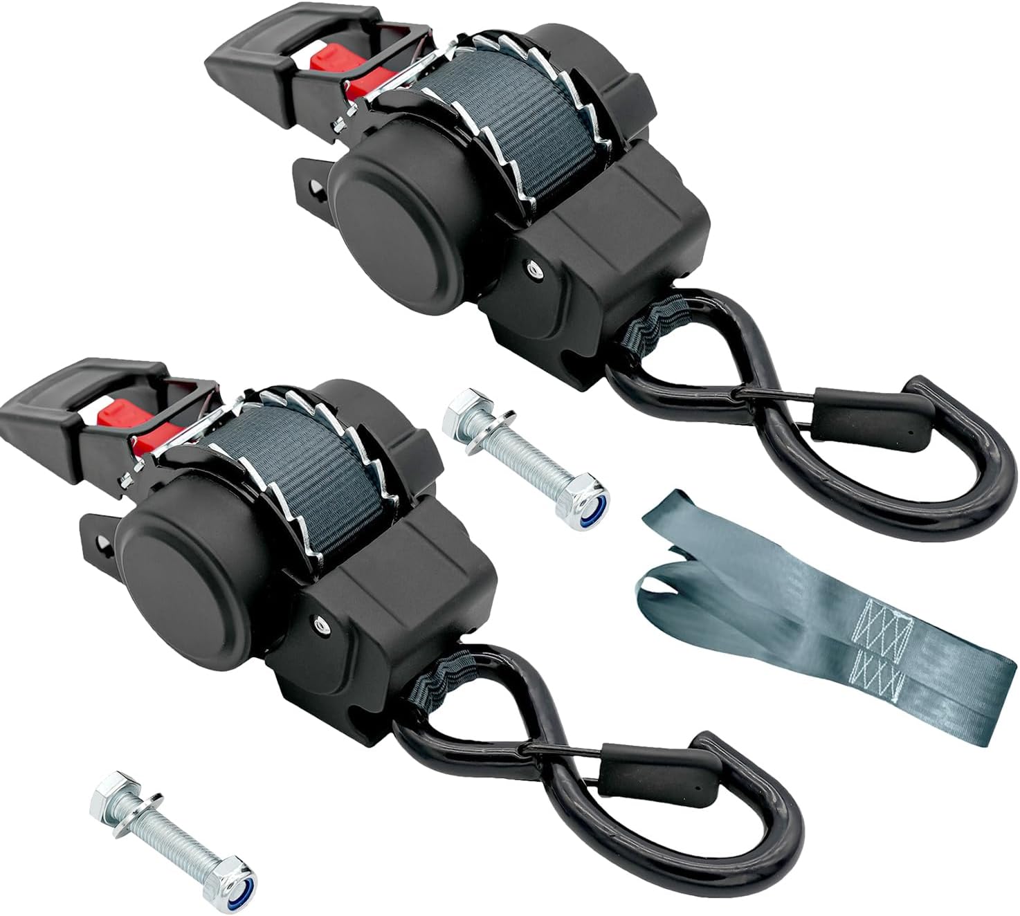 2" X13ft Retractable Ratchet Straps, 3500lbs Heavy Duty Auto Self Retracting Easy Release Tie Down for Trucks, Trailers, Motorcycles, Atvs, with Soft Loops Secure Cargo Straps Accessories-2PK