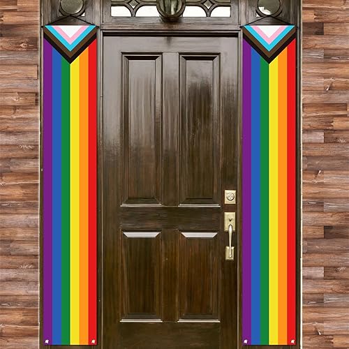 Miniatura 4 de Nepnuser Progress Pride - Cartel para porche, mes del orgullo de junio, LGBTQ+ arco iris, puerta delantera, pared, decoración colgante para cabina