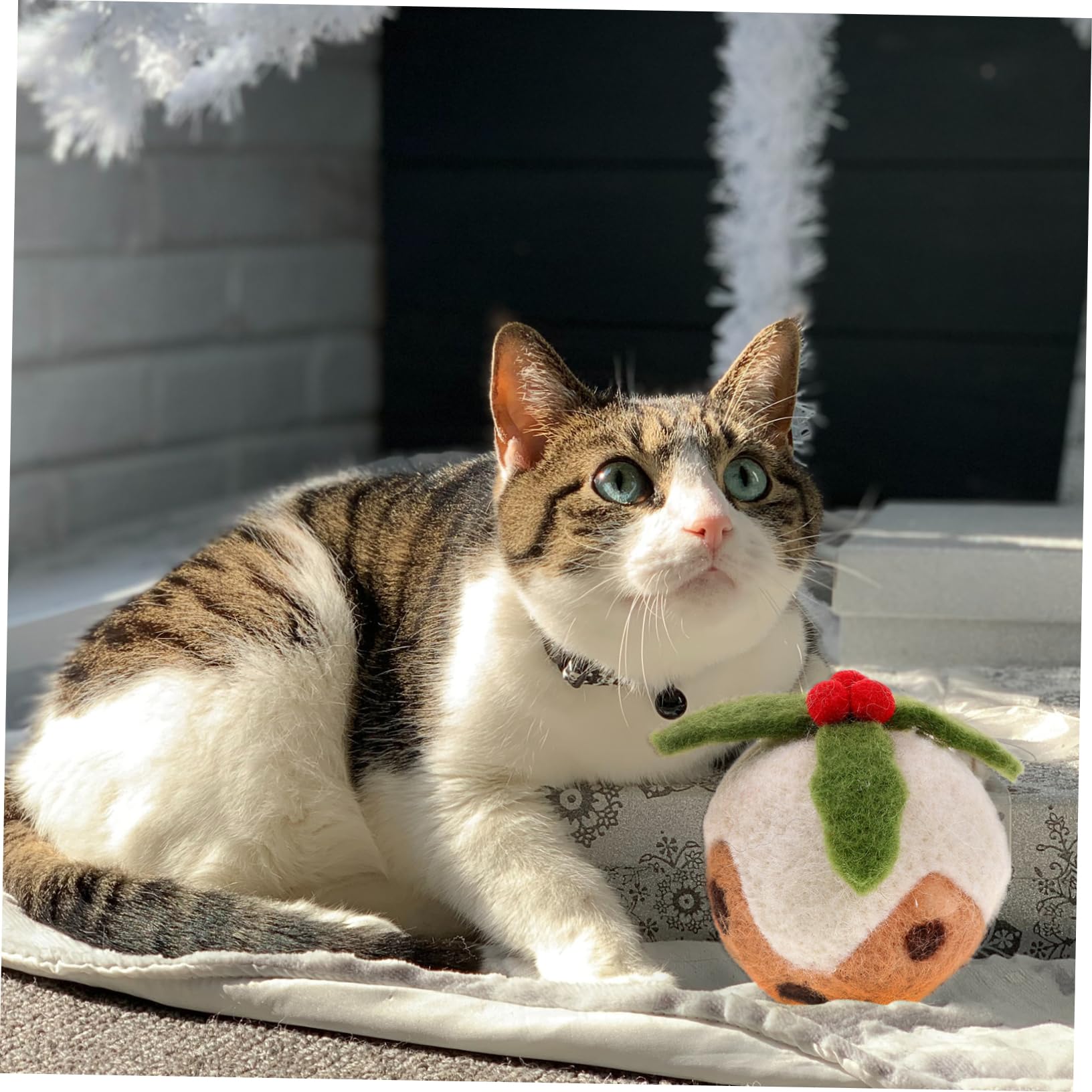 ABOOFAN 9 Piezas Pelota De Juguete para Mascotas Gato Juguetes Navidad Gatera Juguetes De Pelota para Mascotas Gato Juguete De Navidad Lana Falsa En Caja Suministros para Gatos