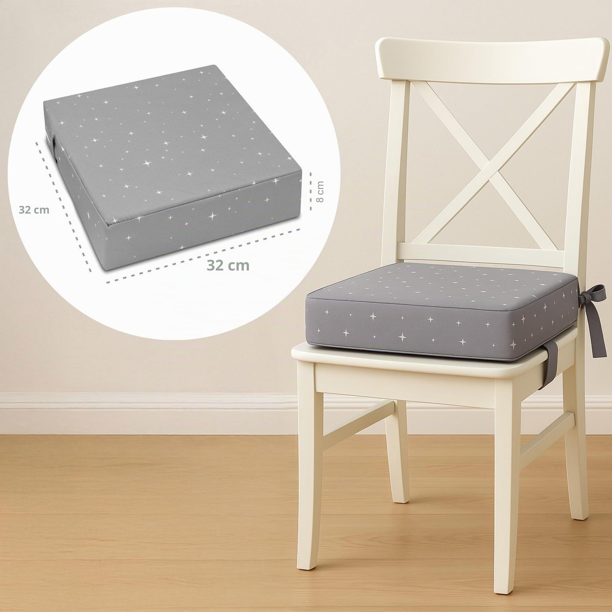 Kindersitzerhöhung Sitzerhöhung Stuhl Kind 32x32x8 cm - Sitzkissen Kinder Booster Seat Stuhlerhöhung Kissen für Kleinkind beim Esstisch Stuhlkissen und Babysitz Galaxie