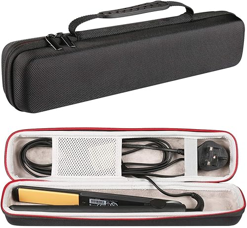 Faylapa Estuche rígido para estilizador clásico, estuche de EVA para alisar el cabello (accesorios no incluidos, negro)