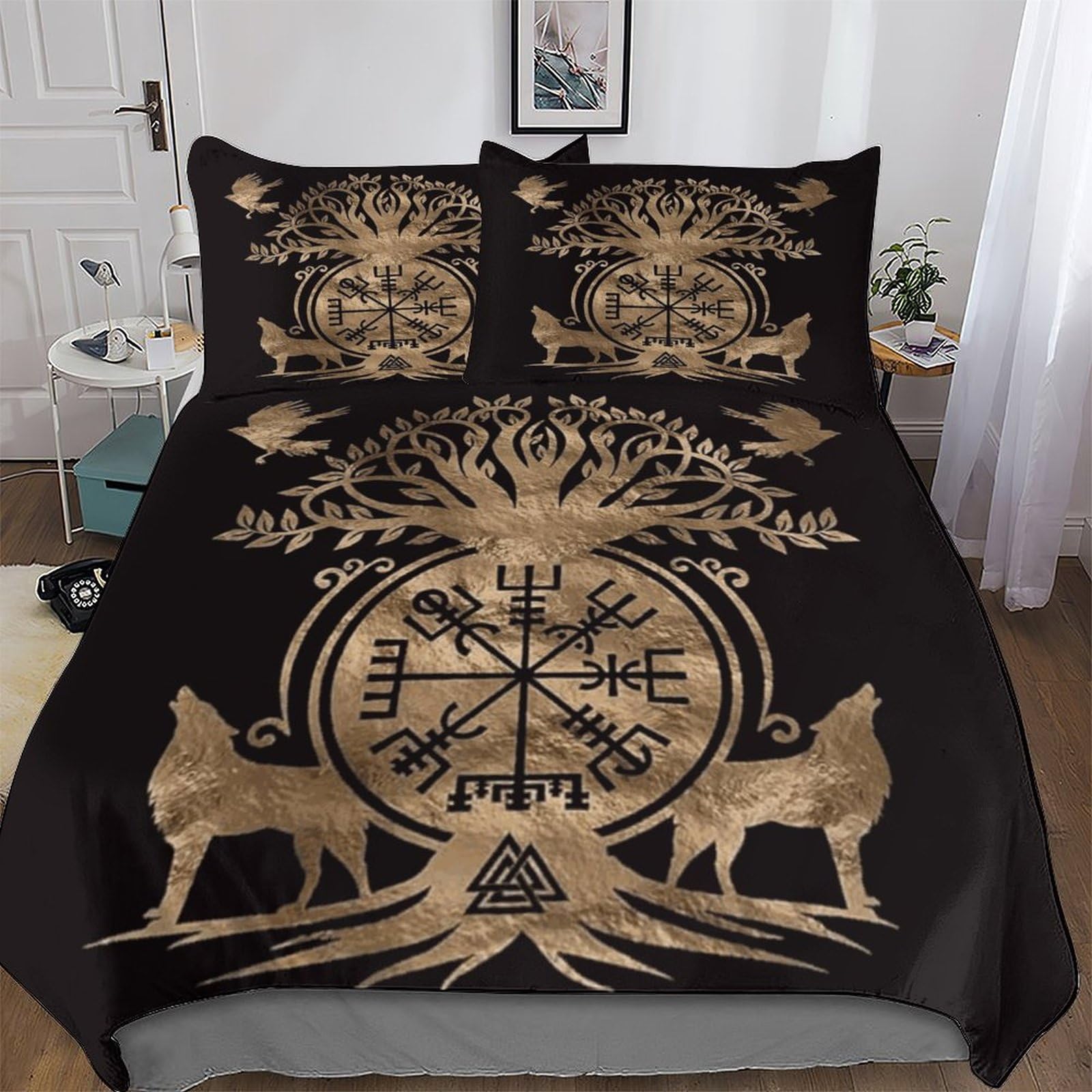 Parure de lit Viking housse de couette 3 pièces 220x240 taie d'oreiller enfant ado