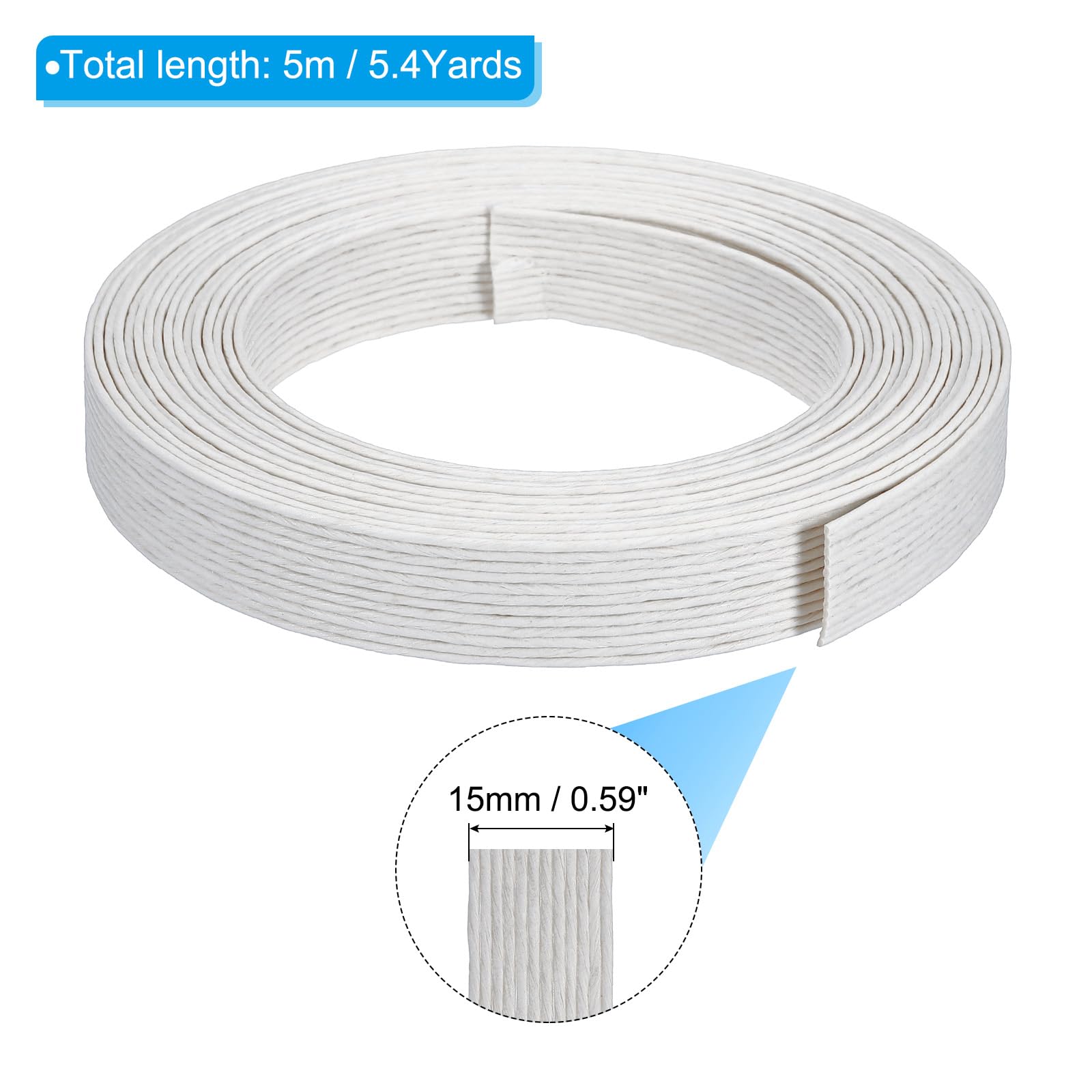 PATIKIL 5.4 Yards x 0.6" Paper Rattan Weaving Cane, 12-Ply Paper Rattan Weave Basket Weaving Supplies for DIY Rattan Woven Making White - Image 2