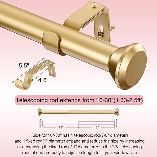Miniatura 8 de SIMEWIN Barras de cortina para ventanas 48 a 84, oro