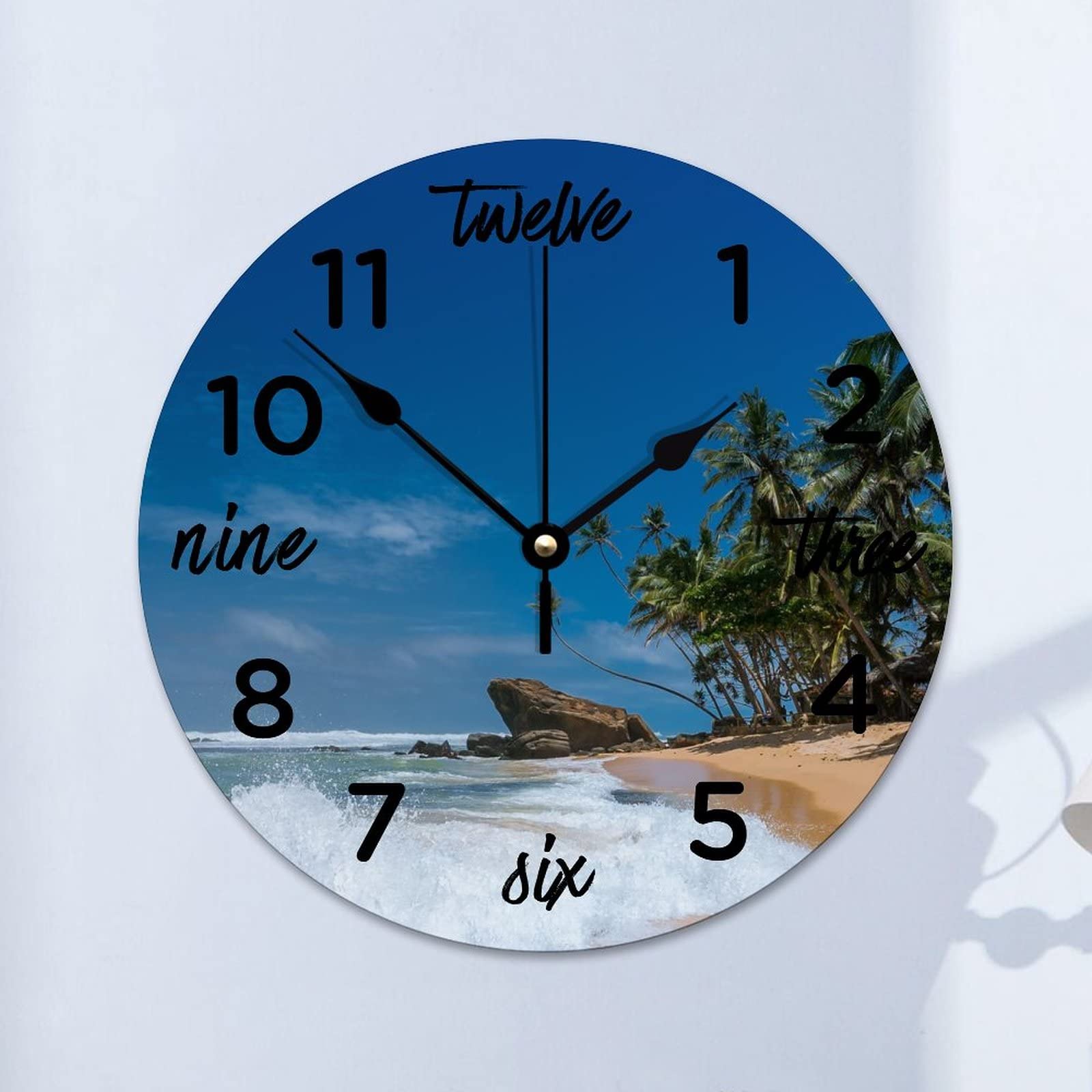 Horloge murale silencieuse tropicale 38 cm pour cuisine salon et maison
