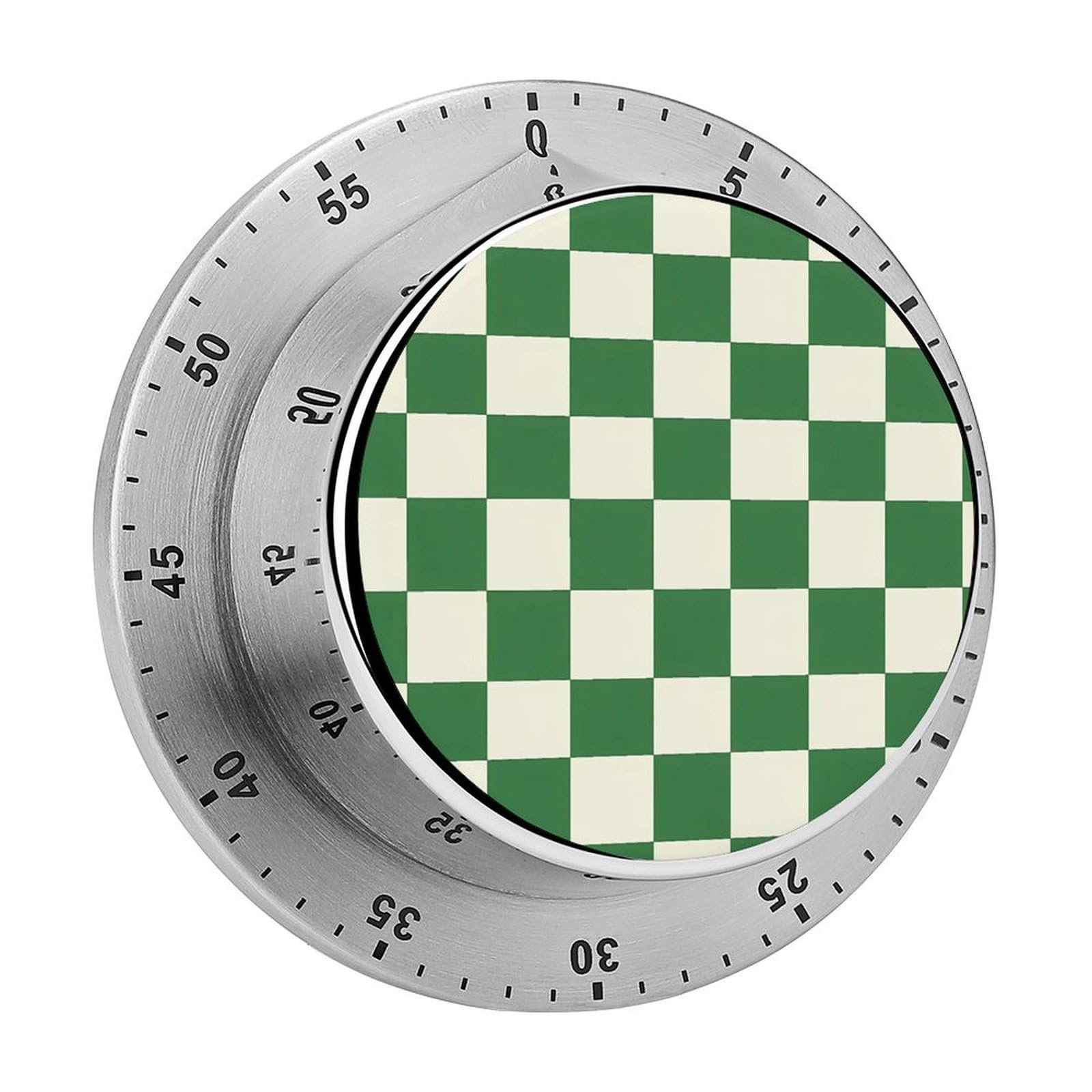 Green Checkered Racing Flags Mechanical Timer with Alarm for Kitchen Cooking Productivity Stainless Steel Timers