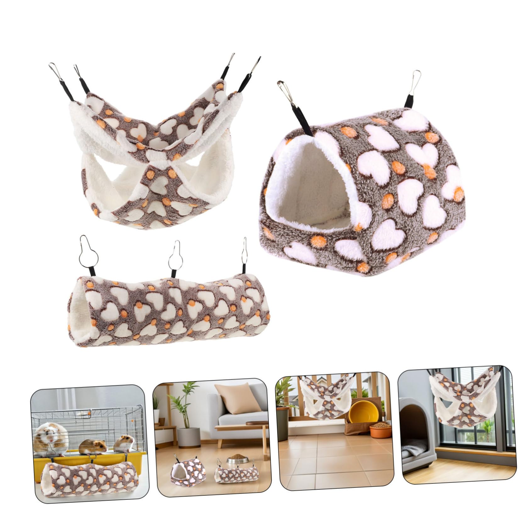 Toddmomy 3pezzi Cuccia Per Criceti Capanna Calda Per Piccoli Animali Tunnel Per Topi Accessori Per Gabbia Per Furetti e Cincillà