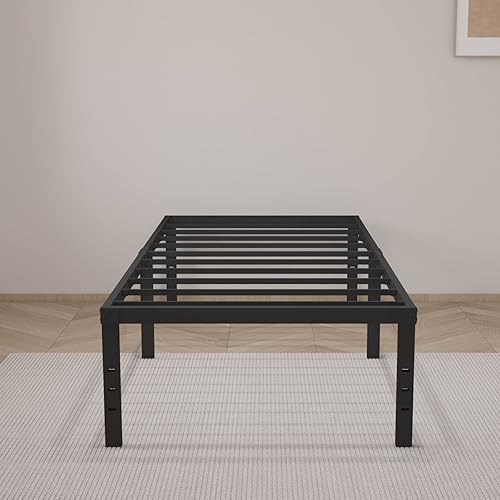 Miniatura 2 de Base de cama de tamaño individual de 18 pulgadas de alto, plataforma de tamaño individual, listones de acero resistente, soporta máximo 2000 libras,