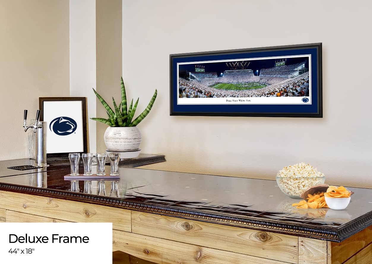 Penn State Football, Run Out - 44x18-inch Double Mat, Deluxe Framed Picture by Blakeway Panoramas